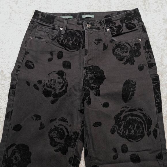 Wild Fable High Rise Straight Black Rose Velvet Denim Jeans Womens Size 8 - Picture 8 of 16